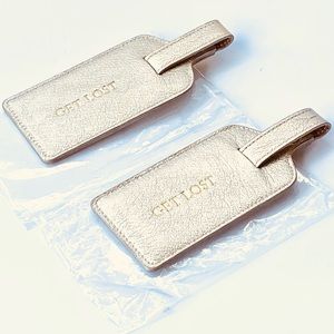 GRAPHIC IMAGE GOATSKIN LUGGAGE TAGS 1 PAIR MADE IN ITALY FROM BERGDORF’S…NEW